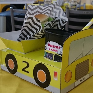 Yellow School Bus Party Food Lunch Box template  hotdog tray (PDF File) back-to-school celebration, end-of-school-year, teacher appreciation