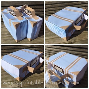 Plantilla PDF Maleta / Bolso Azul Claro / Azul Bebé con etiqueta de regalo personalizada (Imprimible y hazlo tú mismo) (ver descripción para conocer los tamaños) ambos diseños