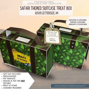 PDF template Safari themed Suitcase Template with personalized gift tag (Printable By You & diy) (see description for size) jungle party