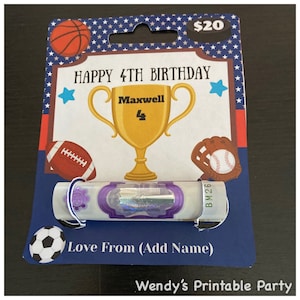 EDITABLE Sports Themed Money / Voucher Gift Card Template, Corjl Edit ...