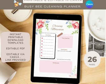 Spring Cleaning Planner Bundle Editable On Canva Instant Digital Download Printable House Work Declutter Tasks Checklist Shopping Chores