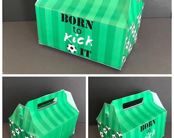 Instant Download - PDF template Soccer / Football Themed Favor Box /Treat Box (printable by you & diy) see listing for details size / sport