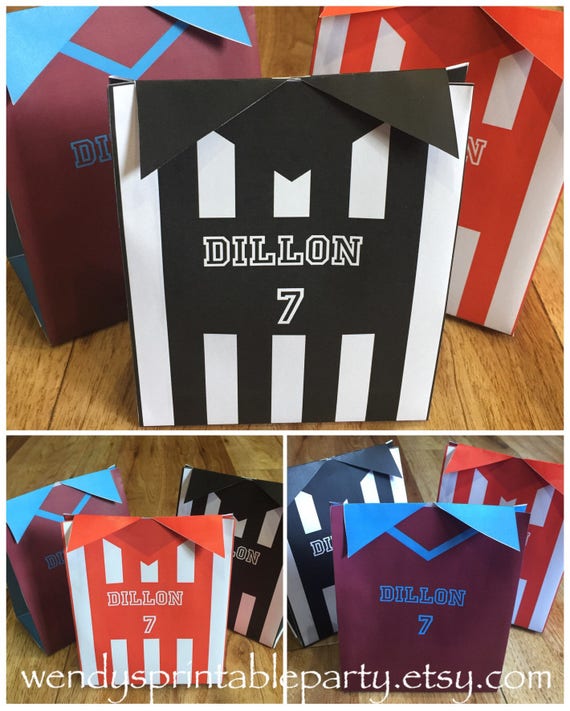 Personalized / printable Football / Soccer Shirt Favor Bag Template (printable by you) dimensions in description - custom colors available Il_570xn