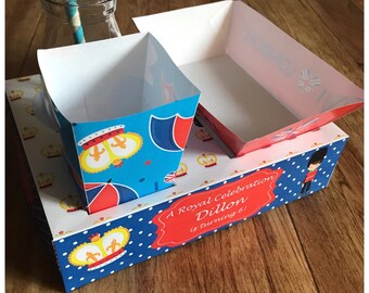 PDF template London Themed Party Food Lunch Box with Hotdog Tray & Popcorn Box (Printable by you /DIY) - product details in description