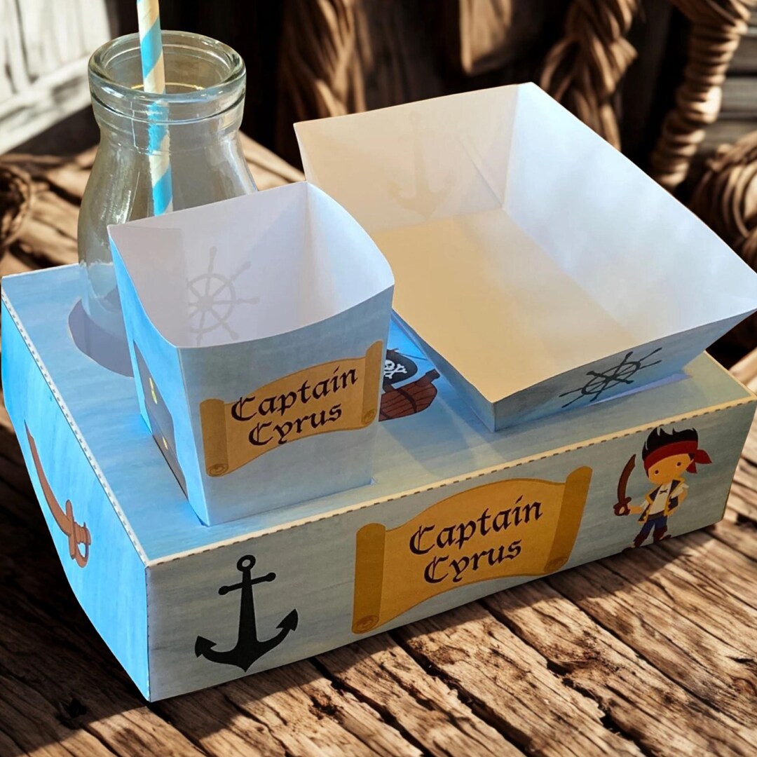 PDF Template Pirate Themed Party Food Lunch Box W Hotdog Tray PDF Template Pirate Themed Party Food Lunch Box W Hotdog Tray