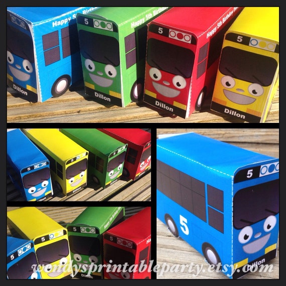 PDF template Personalized cute Bus favor box choose color(s) / printable by you / details and description in listing / school bus / vehicle Il_570xn