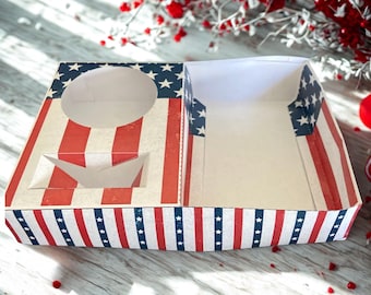 Instant Download - PDF template American Theme Flag / 4th July  Cinema Tray (Printable) - Memorial Day, Veterans Day Events, Backyard BBQs