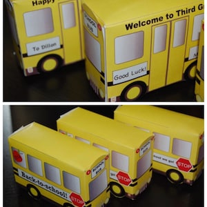 PDF template Personalized School Bus treat box (Printable by you / DIY) teacher appreciation gift box, thank you, back to school, yellow bus