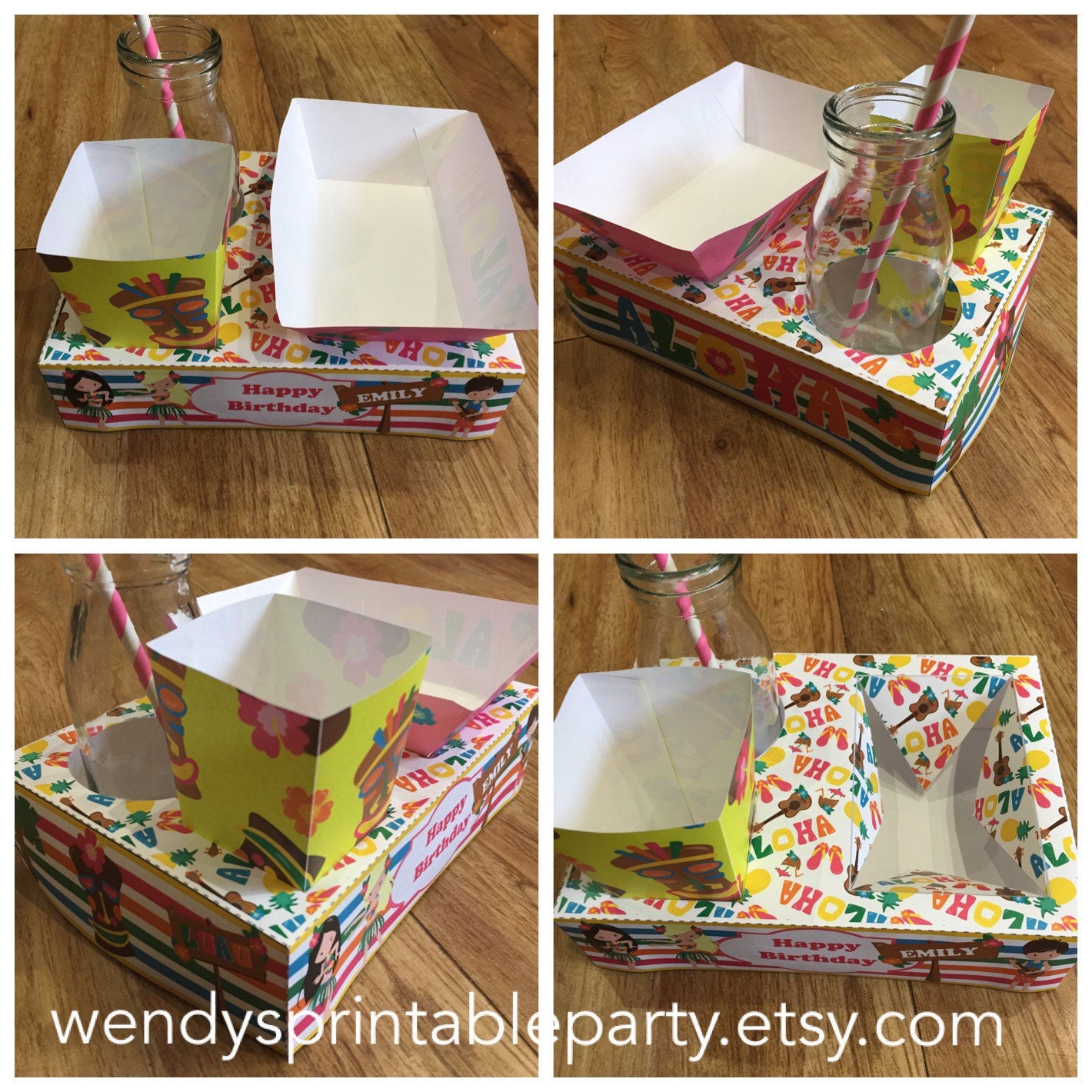 Luau/Hawaiian Themed Party Food Lunch Box with Hotdog Tray & Etsy