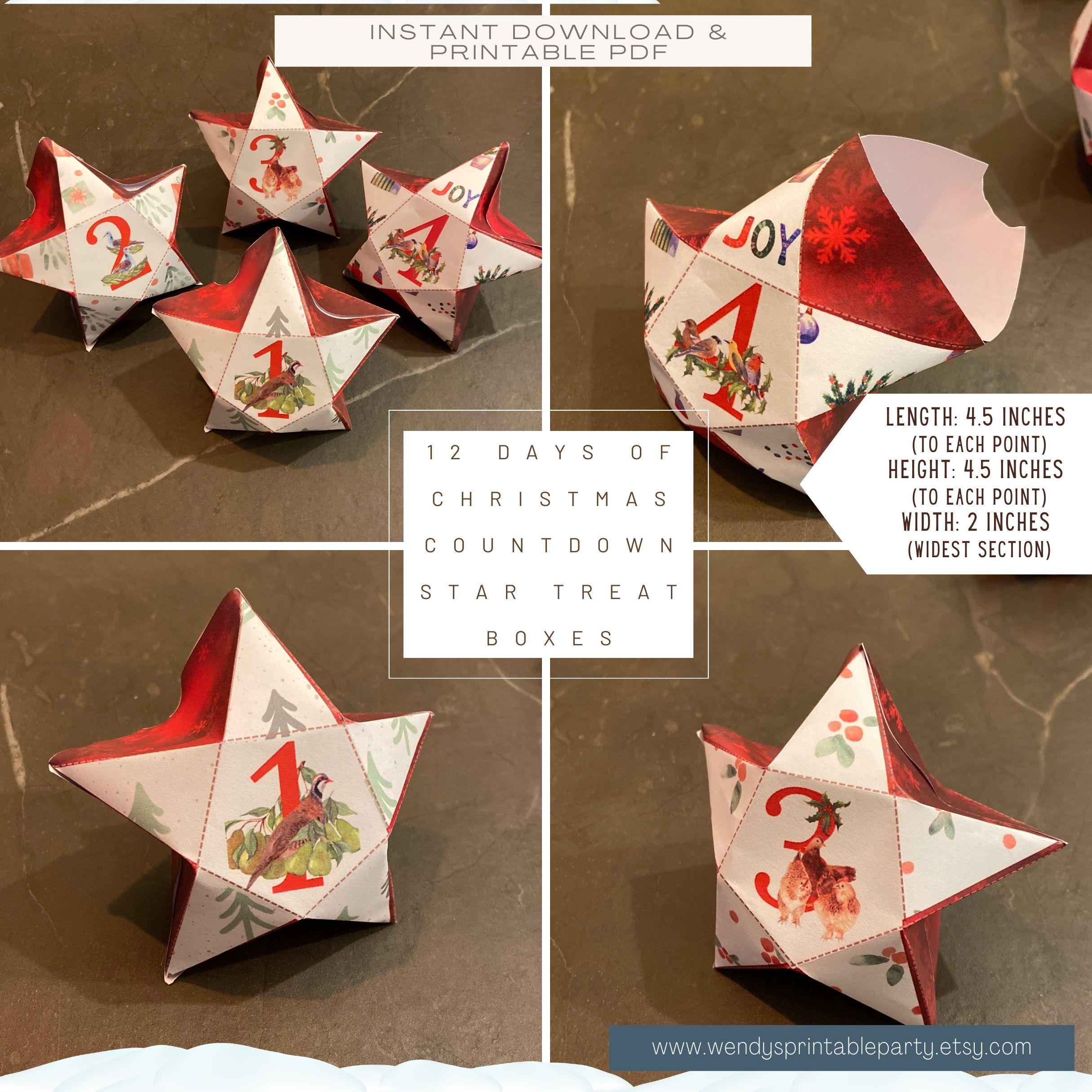 Instant Download 12 Days of Christmas Star Shaped Favor Boxes ...
