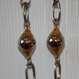 Collana vintage a catena con perline color oro e argento da 30"