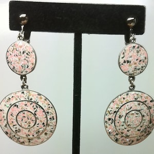 Boucles d'oreilles à clip et à vis émaillées ROSE MASSIF, boucles d'oreilles tendance, 2-1/2" de long x 1-1/8" de large