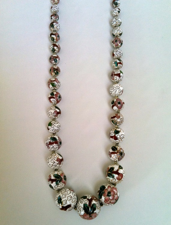 Vintage cloisonne bead necklace - Gem