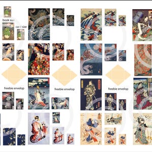 Fichier numérique de cartes, d'enveloppes & affiches miniatures victoriennes au 1/12ème sur le thème du Japon design 2