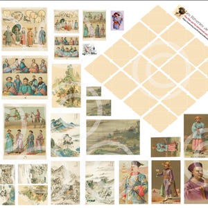 Fichier numérique de cartes, d'enveloppes & affiches miniatures victoriennes au 1/12ème sur le thème de la Chine
