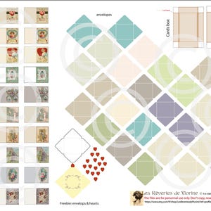 Fichier numérique de cartes et d'enveloppes miniatures victoriennes pour la St-Valentin  au 1/12ème design 1