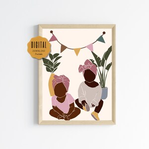 African American Nursery Wall Art Printable | Black Young Girl Bedroom Decor Gift | Boho Nursery Art | Instant Download