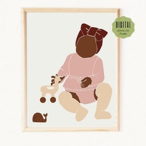 Black Baby Girl Wall Art | Printable Nursery Decor | Boho Nursery Decor | Instant Download