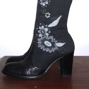 Vintage KENNETH COLE New York Boots Mod EMBROIDERED Boots Groovy Flower Power Hippie Chic Boho Floral Knee High Gogo Boots Brazil Size 10