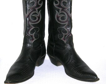 Vintage Nocona Teju Lizard Cowboy Boots 11 B USA Made - Etsy