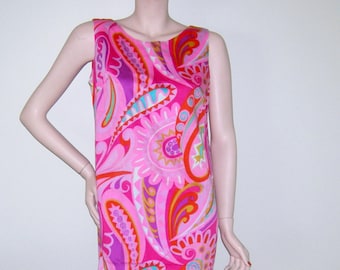 Vintage 1960s PSYCHEDELIC Mod Dress Groovy Paisley Floral Twiggy Scooter GoGo Hawaiian Rockabilly Bombshell Hippie Chic Boho Shift Dress