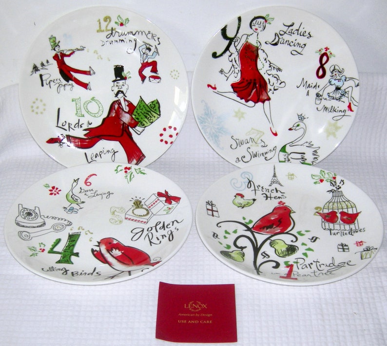 Vintage Lennox 12 Days of Christmas Plates/ 8 Dessert Etsy