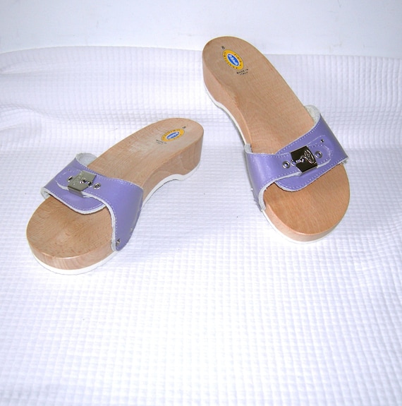 Van Oh jee schaal Rare Vintage 70s Dr Scholl's Wood Exercise Sandals Purple - Etsy België