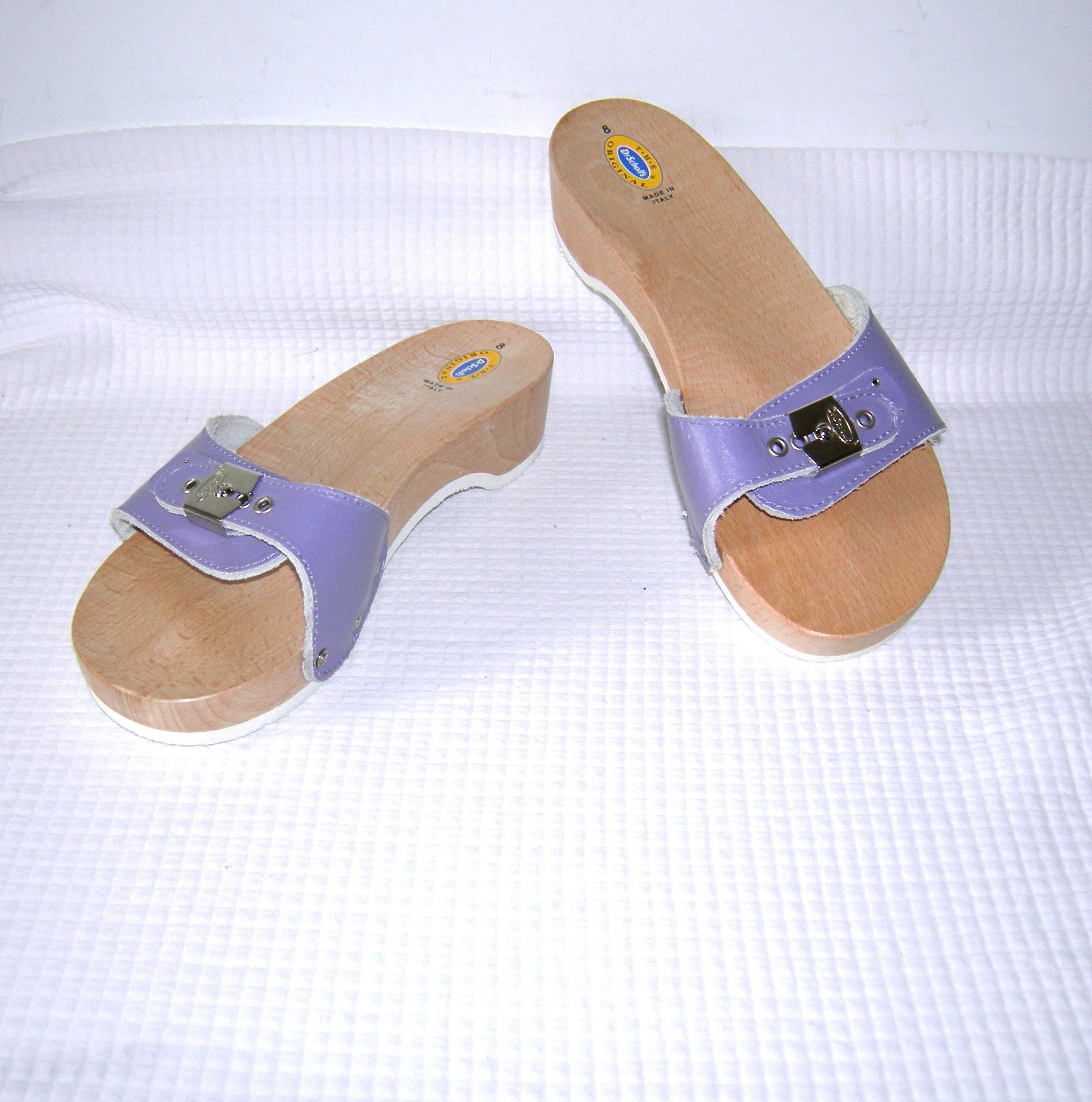 Rare Vintage 70s Dr Scholl's Wood Exercise Sandals Purple Rare Vintage 70s Dr Scholl's Wood Exercise Sandals Purple