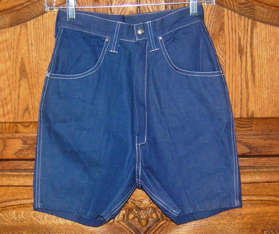 Vintage 1940s 1950s Denim Shorts Dungarees Jeans … - image 1