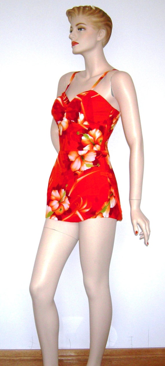 Vintage 1950s Swimsuit/ 1960s Hawaiian Bathingsui… - image 2