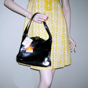 Bolso vintage de los años 60, Theodor of California, Bullocks Whilshire, estilo mod, rockabilly, charol, vinilo, 3 compartimentos, NOS, EE. UU.