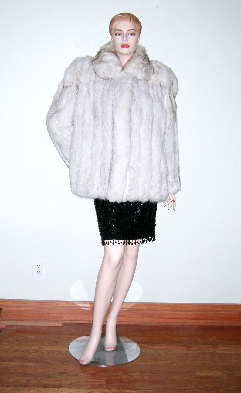 Vintage Evan's Fox Fur Coat NORWEGIAN Blue Fox Jacket Real Genuine Arctic White Fur Evans Fur Salon Robinsons Women's Gorgeous Rare image 8