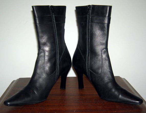 Vintage ALFANI Boots/ Italian/ Black Leather/ Mod… - image 5