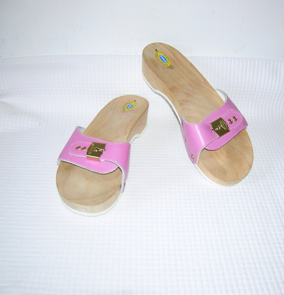 Rare Vintage 70s Dr Scholl's Wood Exercise Sandal… - image 1