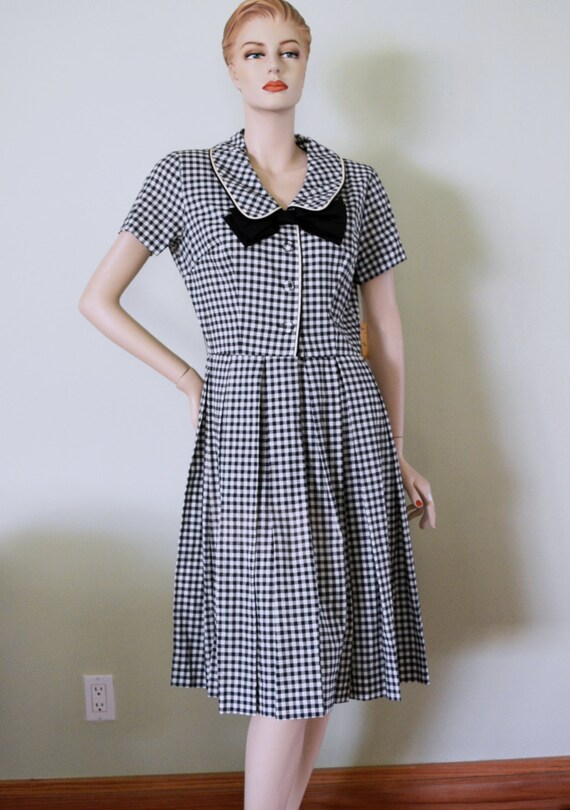 Vintage 50s Gingham Checked Rockabilly VLV Pin up… - image 6