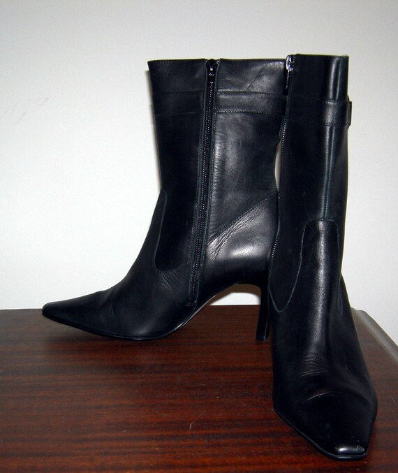 Vintage ALFANI Boots/ Italian/ Black Leather/ Mod… - image 7