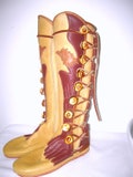 Catskill Moccasin Boots American Eagle Buffalo Skin Leather RENAISSANCE Medieval Boot 9 Antler Horn Buttons Moccasins Hand Made Artisans USA