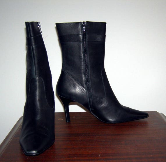 Vintage ALFANI Boots/ Italian/ Black Leather/ Mod… - image 6