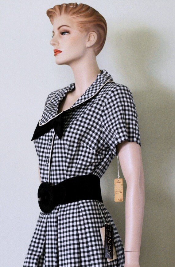 Vintage 50s Gingham Checked Rockabilly VLV Pin up… - image 7