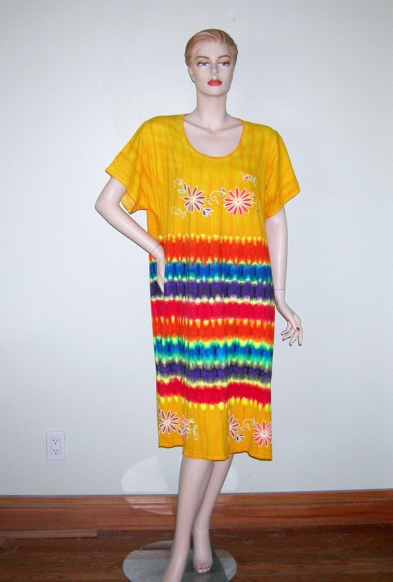 Vintage Tie Dye Rainbow Dress Puerto vallarta Mexi