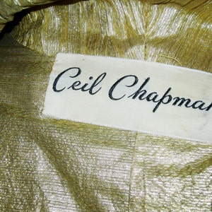 Vintage 50s Ceil Chapman Coat Haute Couture Gold Lurex Tree Bark Taffeta Trapeze Opera Coat Rare Grace Kelly image 4