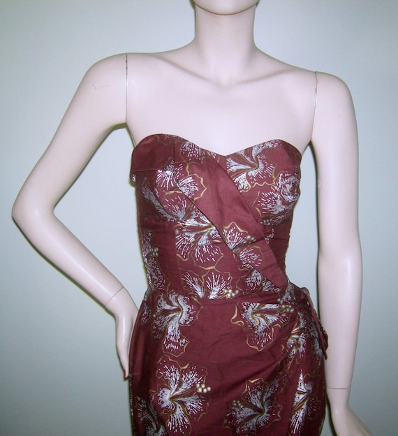 Vintage 1950s ALFRED SHAHEEN Sarong Hawaiian Dres… - image 8