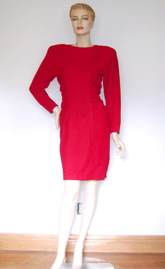 Vintage 1980s Dress VAKKO VLV Red Hot Bombshell Pi