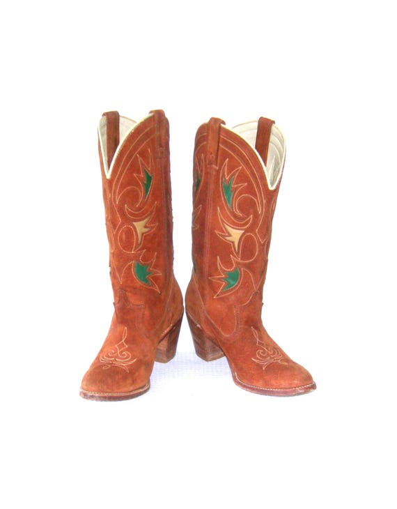 Vintage 1970s/ Dingo Cowboy Boots/ Suede Leather I