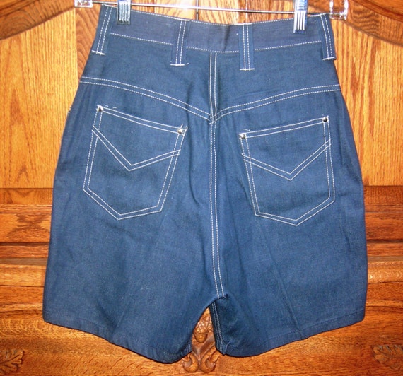 Vintage 1940s 1950s Denim Shorts Dungarees Jeans … - image 2