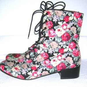 Vintage 1960s Haight-Ashbury Boots/ Mod Go-Go Boots/ Granny/ Steampunk/ Victorian Hippie Chic/ Groovy FLORAL Ankle Boots/ BUMPER Boots 8.5 image 6