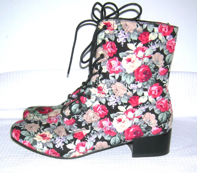 Vintage 1960s Haight-Ashbury Boots/ Mod Go-Go Boots/ Granny/ Steampunk/ Victorian Hippie Chic/ Groovy FLORAL Ankle Boots/ BUMPER Boots 8.5 image 6