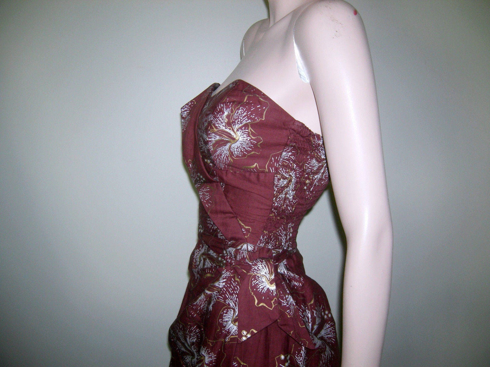1950s Deep Blue Hawaiian Sarong Dress by Shaheen | S/M