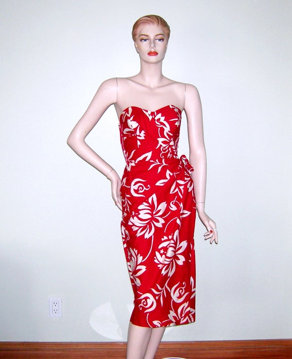 Vintage 1950s ALFRED SHAHEEN Sarong Hawaiian Dress Re Gem