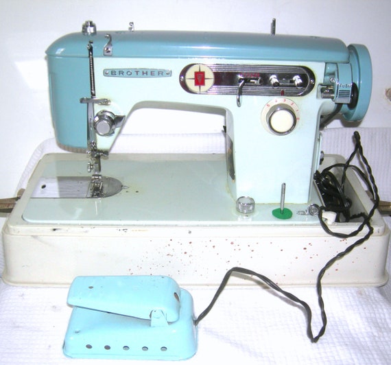 Brother 651 Vintage Japanese Sewing Machine/ Brother Z 651/ Turquoise/  Blue/ Brother Charger Sewing Machine/ Mid Century/ Heavy Duty/ Japan 